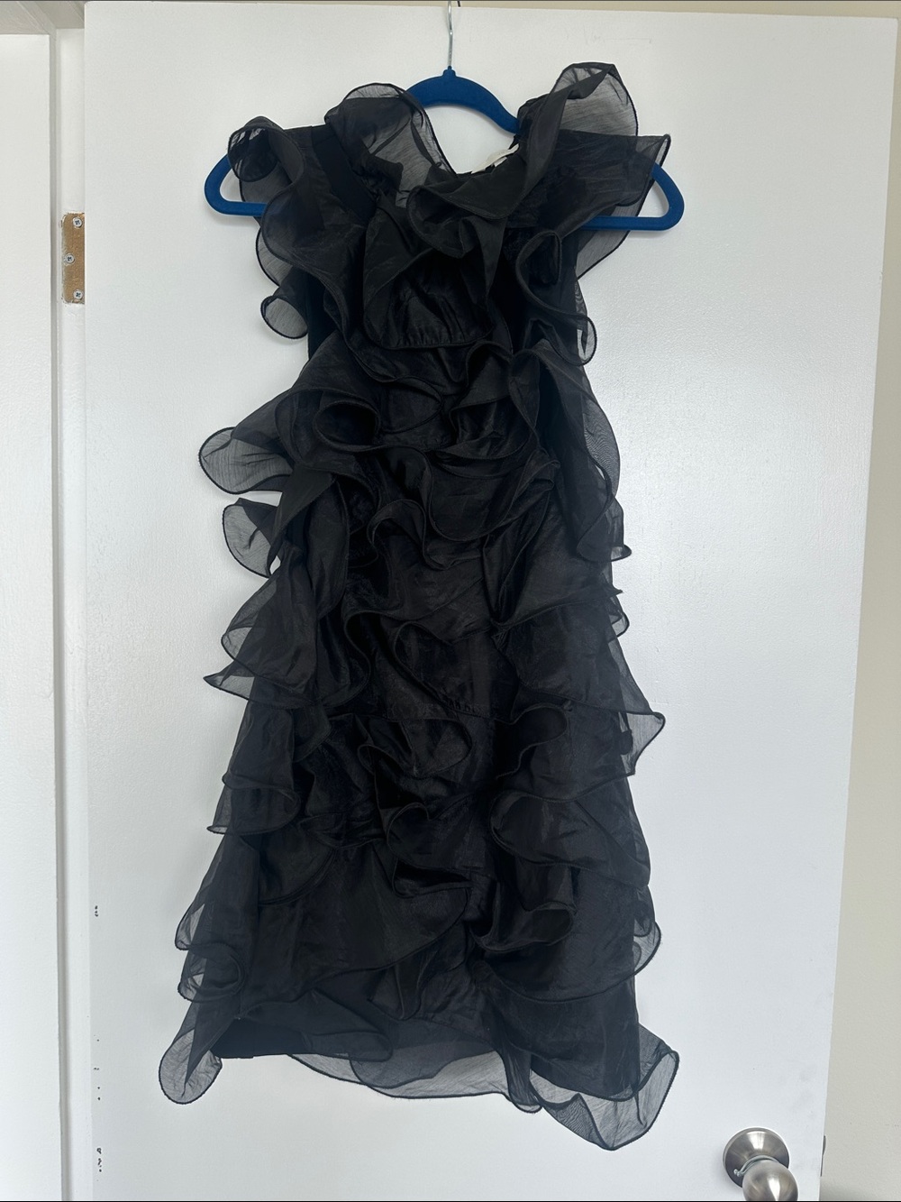 H&M Black Ruffle Sheer Mini Dress